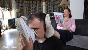 Goddess victoria dirty sock washing by slave