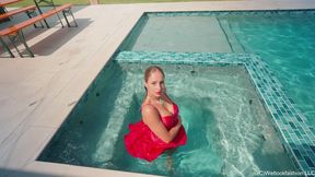 Camille Soaks Her Sexy Pink Gown