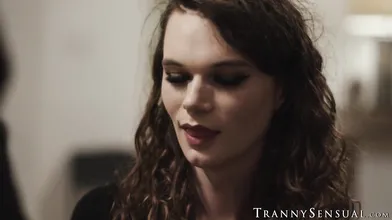 TS Nicole Knight covered in creamy cum after seducing Dominic Pacifico