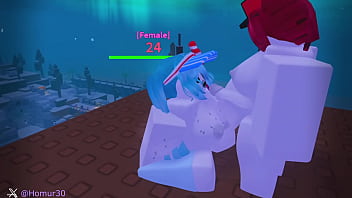 Miku mesmerized by Teto'_s cock