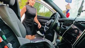 Carissa masturbating while driving to a bondage shoot