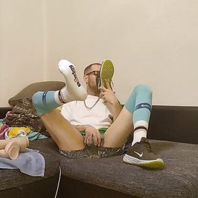 (GER) Sk8erboy-twink sniffs his own sneakers and socks are sooo horny ,stretching and Training gaped Asspussy  raw