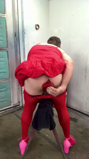 Red Dress &amp; Horny!!