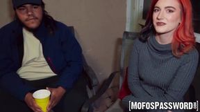 Horny Sawyer Kelly fucks a big dude in a cowgirl position after a party