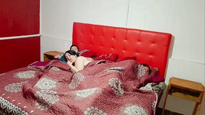 stepson comes to fuck, we do it carefully while the cuckold rests in the same bed