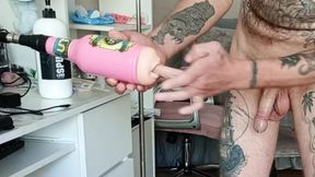 Son-in-law's dick&#x1F346; gets a workout from Fleshlight sex machine, cumming like crazy