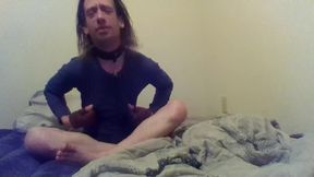 Solo Transgirl Pinching, Slapping and Pulling Her Own Tiny Tits