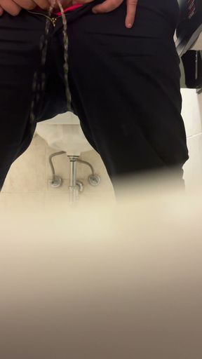 Pissing in public restroom
