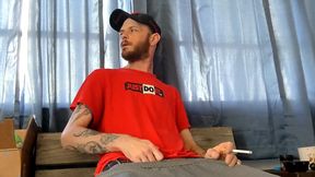 Stroking My Big Cock on My Smoke Break