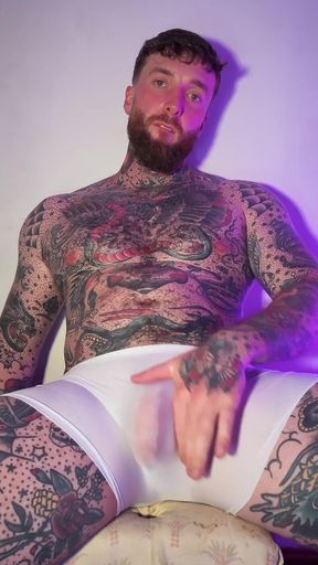 Tattooed Dom Sweaty Cumshot Alpha Video POV