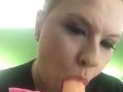 Milf  shows some of head game on dildo