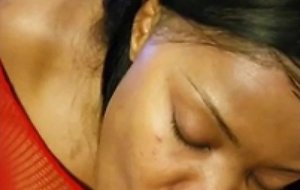 Sloppy ebony slut sucking a big rod indeed