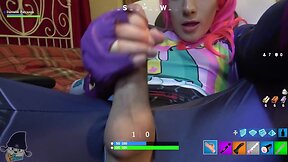 Brite Bomber from Fortnite uses her full inventory of toys