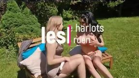 Lesbian mature harlots in the garden - medium quality