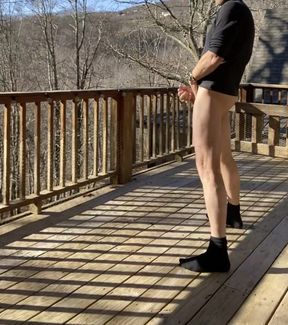 Jerk off risky patio
