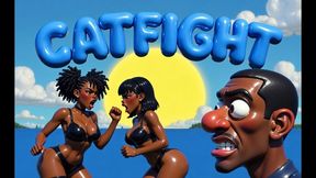 AFRICAN CATFIGHT - Two Powerful Black Women Hair Pulling Slapping Wrestling and Facesitting in Intense Erotic Battle Watched by Aroused Male Observer (Erotic Audio)