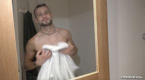 Alex Brand takes a shower and shows off his beautiful buttocks