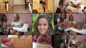 Amirah LLWC Crutch Stealing and Casted Footsie at Home (in HD 1920X1080)