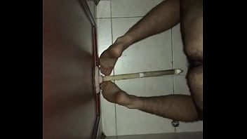 Gay teen takes plunger in ass