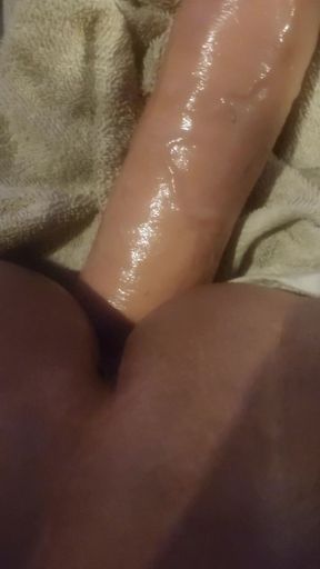 Me using my huge dildo with my fuck machine