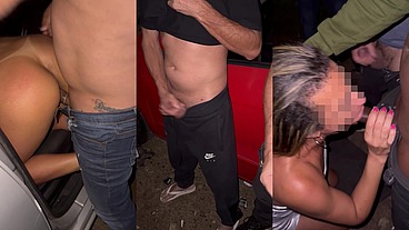 Parte 2 - dogging com direito a DP no meio da rua. Tudo isso na Ilha e no final vários gozando bastante leitinho na minha boca. Esposa puta corno feliz!