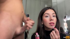 Ruined Makeup Cum on Face - Public Cumwalk on Street Fur Coat