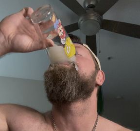 Tall Hunk Fills a Glass With Load After Load of Sperm
