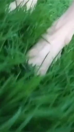 Jon Arteen in Short Shorts Walks on Grass Barefoot, Shows His Boy Soles, Smiles for You