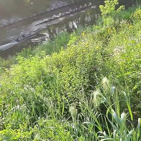 Kennie Jai Walks in the Park by the River Cumpletely Naked!