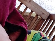 Risky Public Jerk On My Balcony In Winter (Part 1 - No Cum)