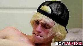 Filling his booty with his fav toy and masturbating hard