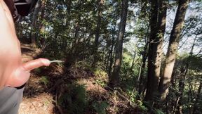 Exposes a Small Hairless Foreskin in the Woods.