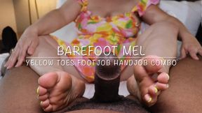 Barefoot Mel Yellow Toes Footjob Handjob Combo