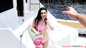 Talkative vivid bikini babe Lenna Lux is eager to give a good blowjob