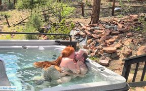 Multiple Underwater Creampies Oral &amp; Pussy - Outdoor Hot Tub Sex with Curvy Redhead Wife Amateur