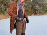 Jerking off on a frozen lake - 4k 60fps