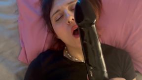 Goth trans girl gets a slobbery blowjob from a cute femboy