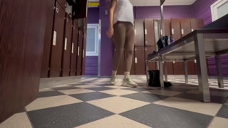 Showing my tits and ass in the women’s locker room