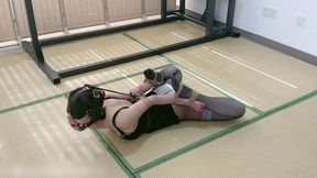 HH107-Asian girl's extreme bondage, gag and gag on horse harness, vibrating orgasm