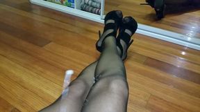 dani_leg with stunning curvy body in black pantyhose