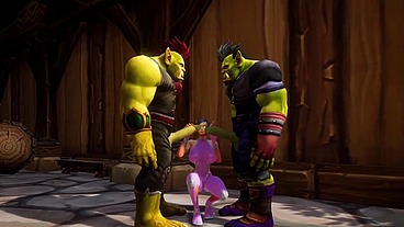 Elf has a Threesome with Two Orcs - Warcraft Porn Parody
