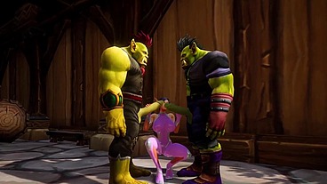 Elf has a Threesome with Two Orcs - Warcraft Porn Parody