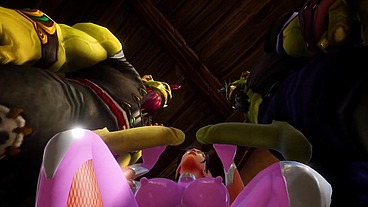 Elf has a Threesome with Two Orcs - Warcraft Porn Parody