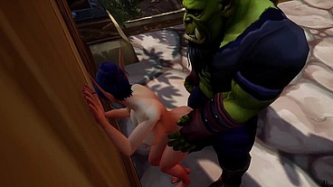 Elf has a Threesome with Two Orcs - Warcraft Porn Parody