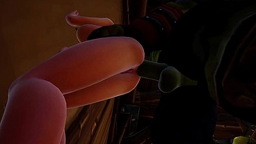 Elf has a Threesome with Two Orcs - Warcraft Porn Parody