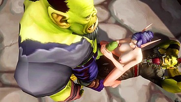 Elf has a Threesome with Two Orcs - Warcraft Porn Parody