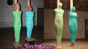 Halloween Sees The Mummies, Live! Behind-the-scenes, All On-Screen! Complete Mummification of 2 Gals, Sandra Silvers & Ariel Anderssen, Only Noses & Feet Exposed! WMV DVD file