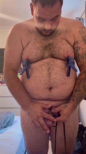 Cock and Ball Bondage Under Clothes