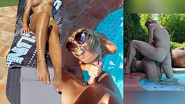 Je me fais baiser DANS la piscine cam immergée 💦💦. Cunni, fellation, doggystyle, cum on my face!