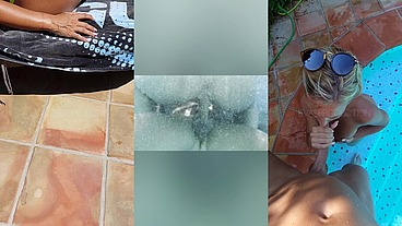 Je me fais baiser DANS la piscine cam immergée 💦💦. Cunni, fellation, doggystyle, cum on my face!